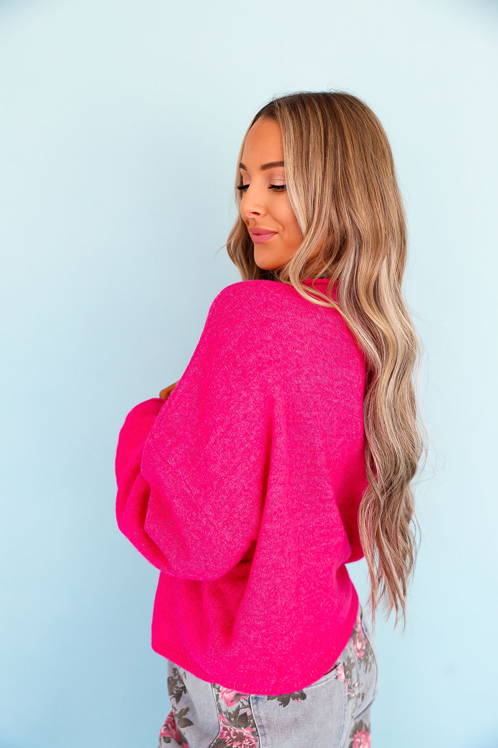 Cozy On Up Sweater- Fuchsia