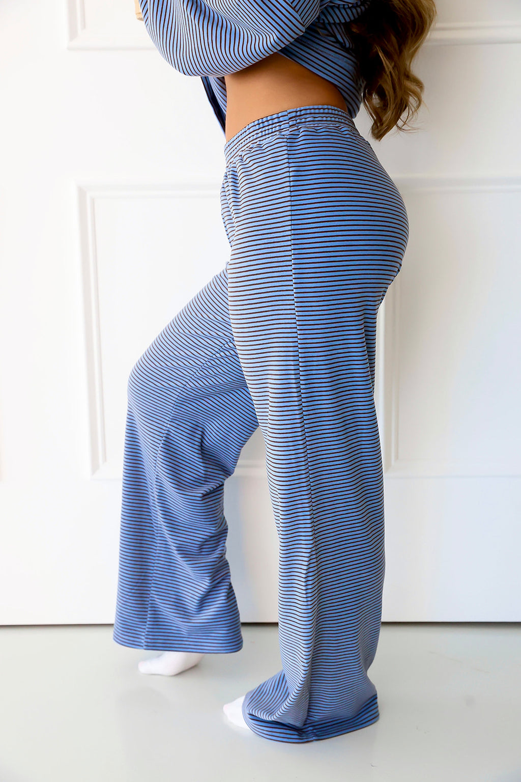 Cozy Weekend Striped Pants- Blue/Brown