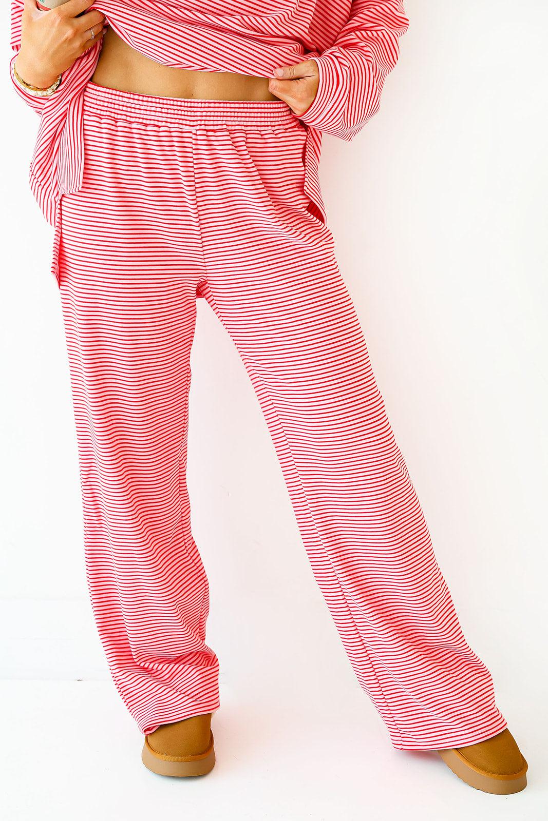 Cozy Weekend Striped Pants- Pink/Red (PREORDER END OF JAN OR SOONER)