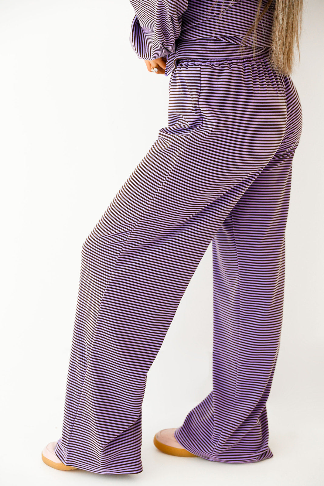 Cozy Weekend Striped Pants – Lavender/Brown