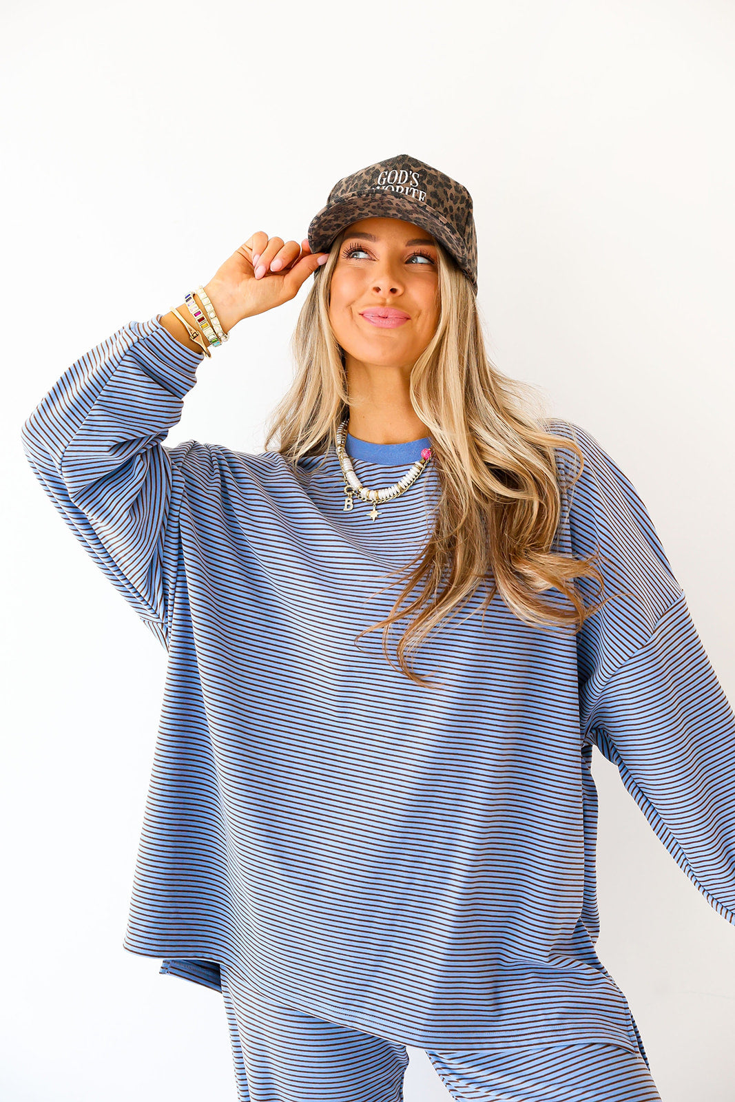 Cozy Weekend Striped Top- Blue/Brown (PREORDER END OF JAN OR SOONER)