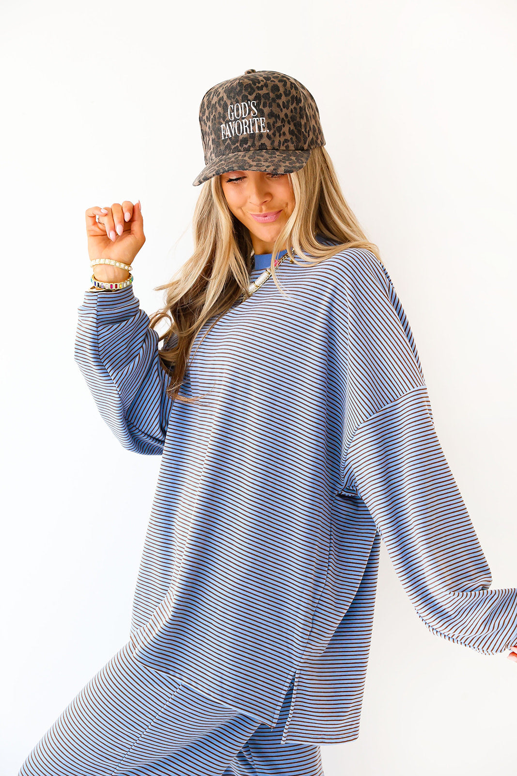 Cozy Weekend Striped Top- Blue/Brown (PREORDER END OF JAN OR SOONER)