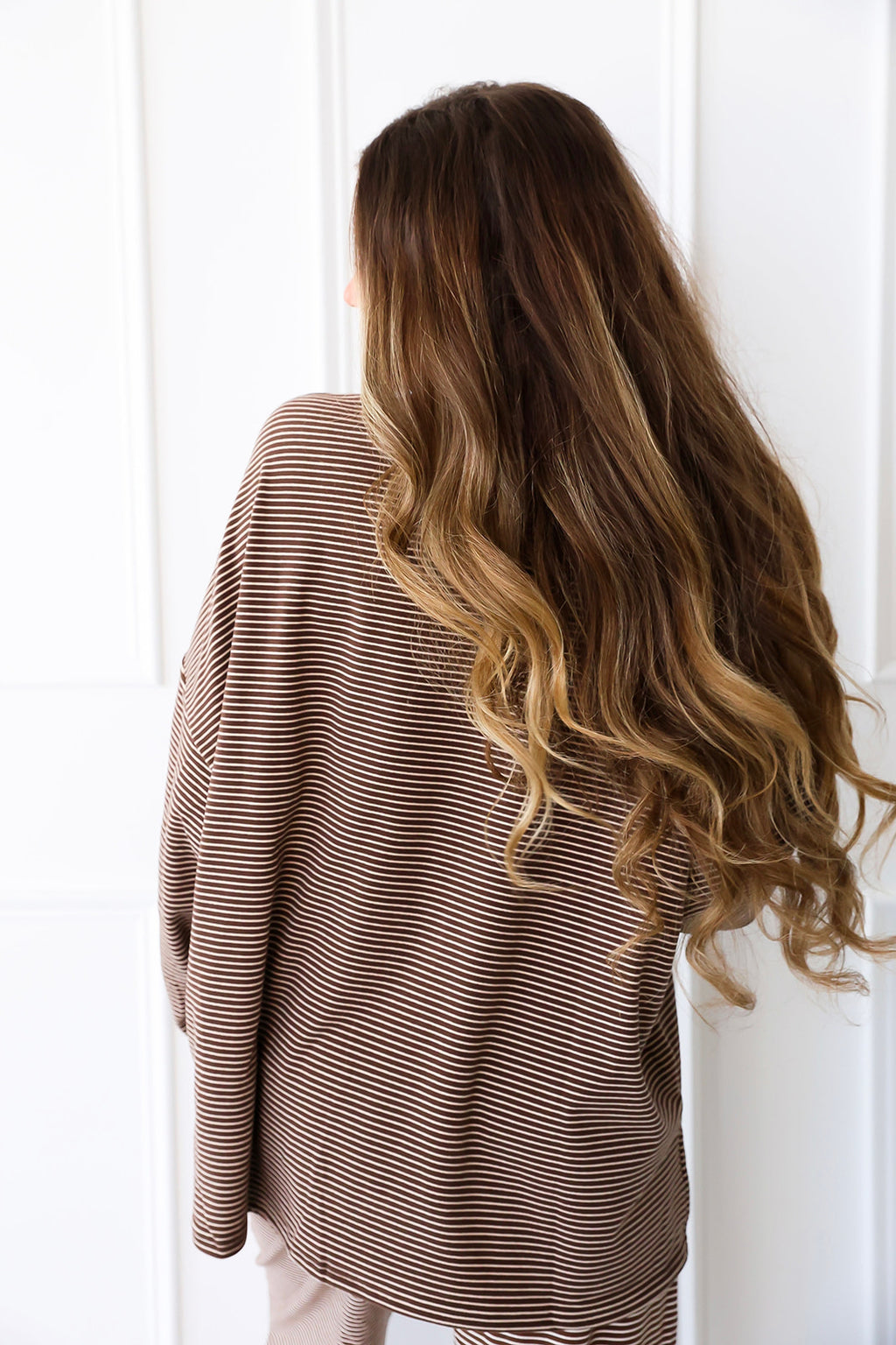 Cozy Weekend Striped Top- Brown