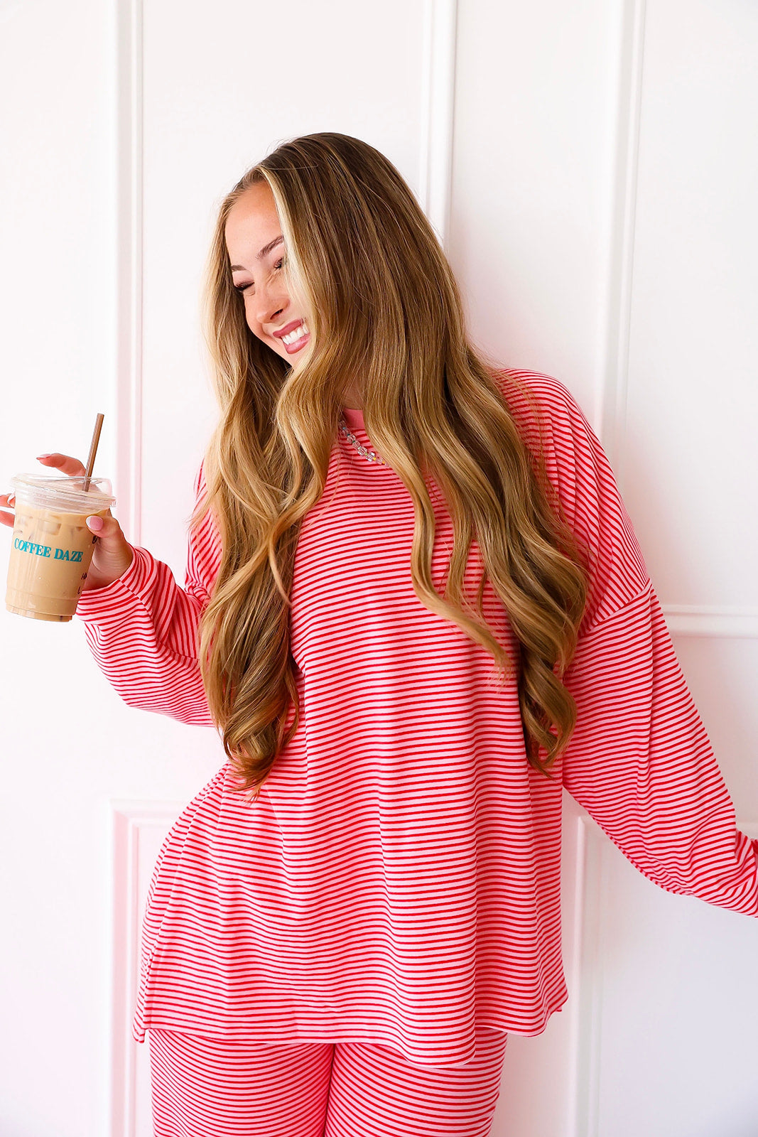 Cozy Weekend Striped Top- Pink/Red