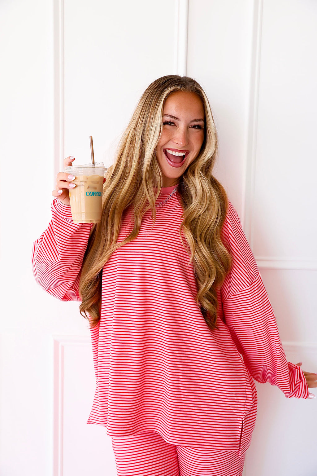 Cozy Weekend Striped Top- Pink/Red