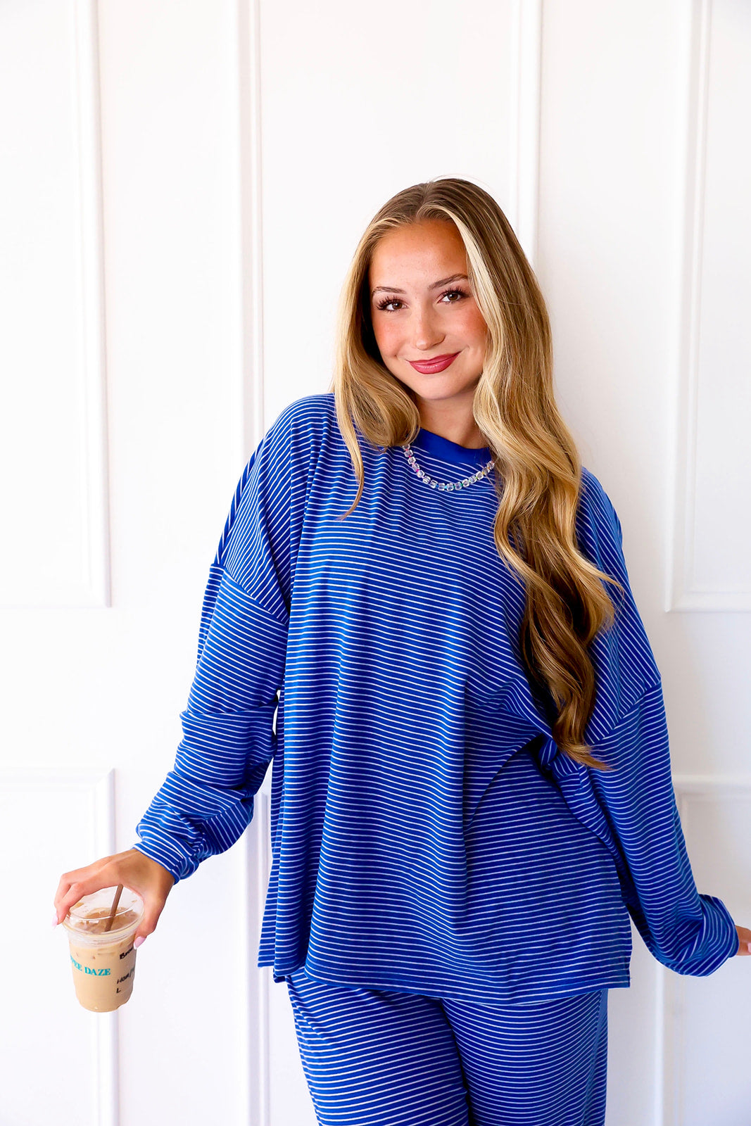 Cozy Weekend Striped Top- Royal