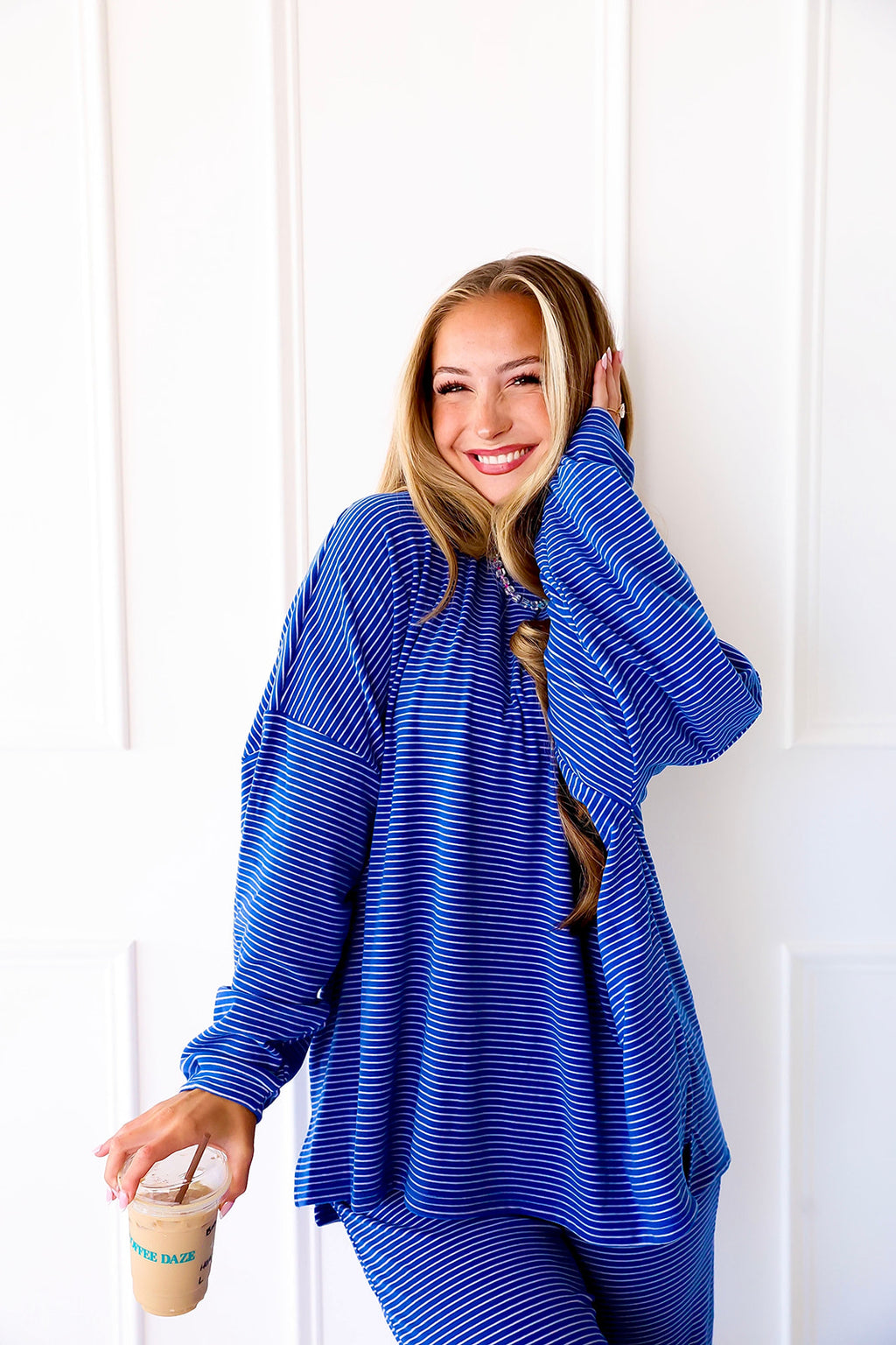 Cozy Weekend Striped Top- Royal