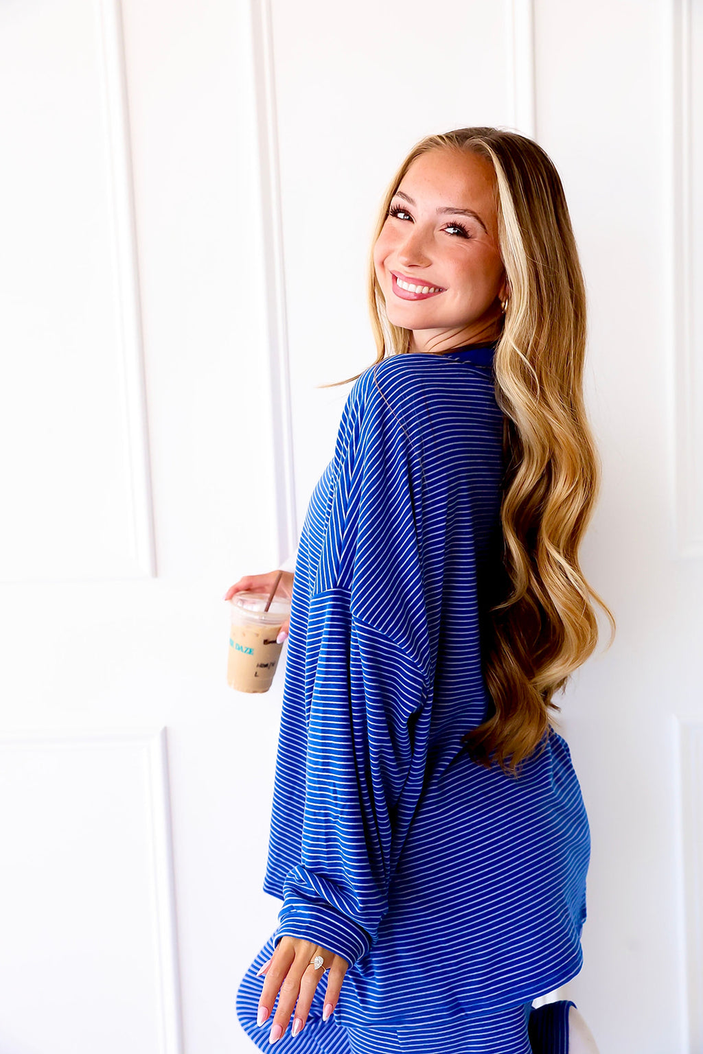 Cozy Weekend Striped Top- Royal