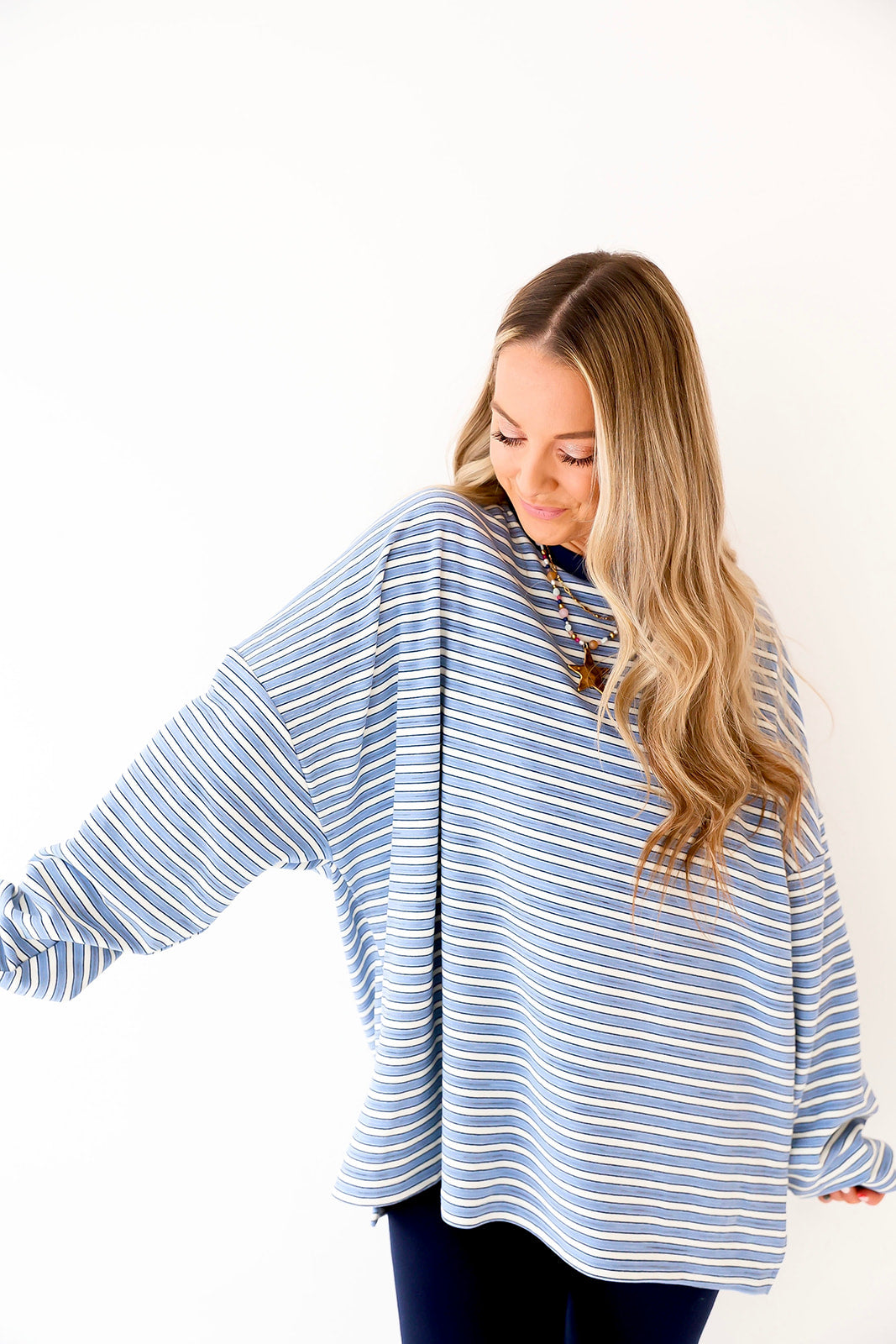 Cozy Weekend Striped Top – Blue Stripes