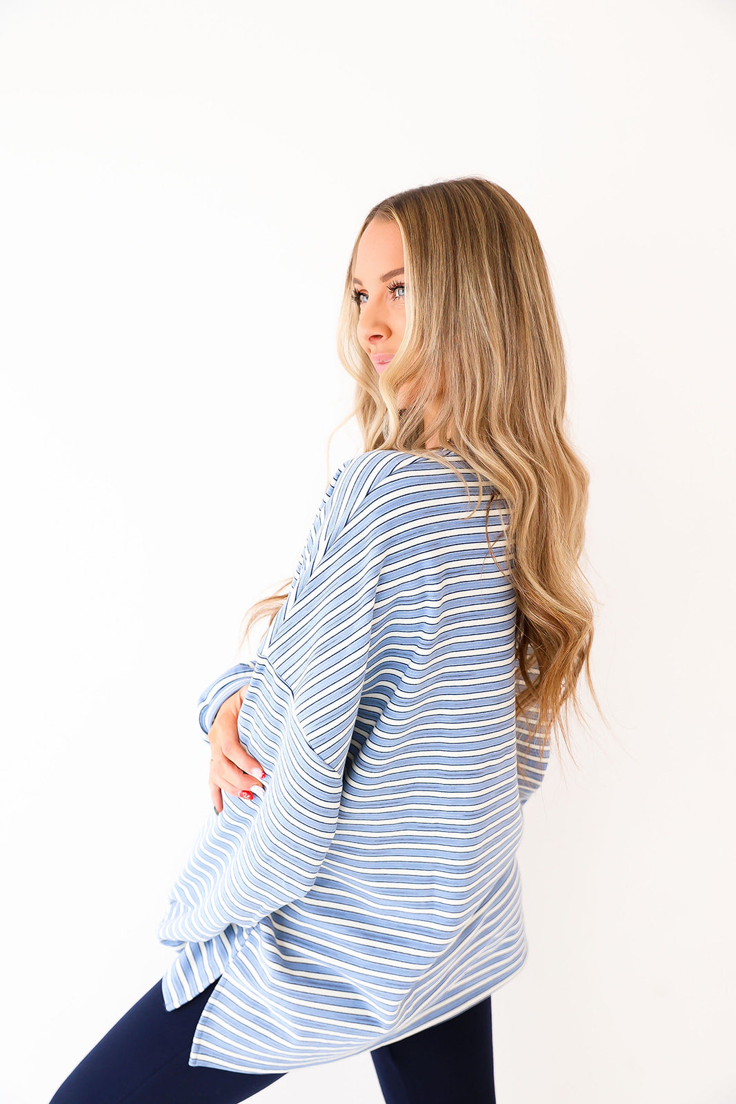Cozy Weekend Striped Top – Blue Stripes