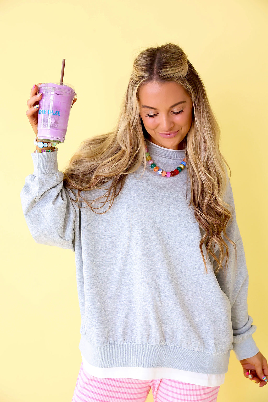 Crisp & Cozy Pullover- Grey/White