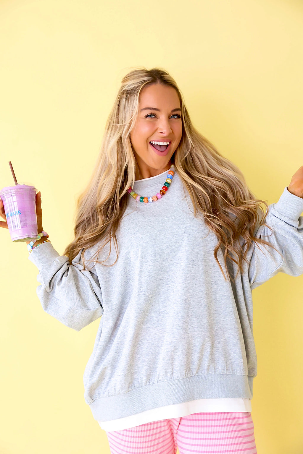 Crisp & Cozy Pullover- Grey/White