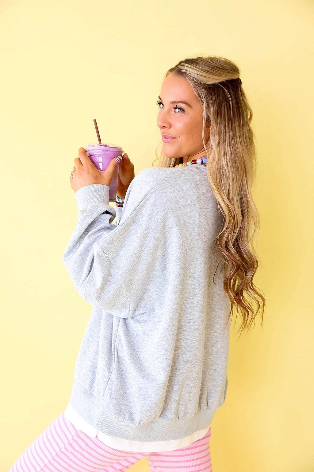 Crisp & Cozy Pullover- Grey/White
