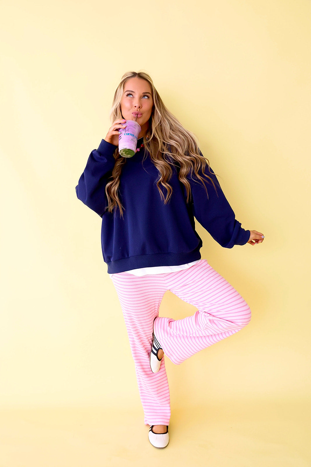 Crisp & Cozy Pullover- Navy/White