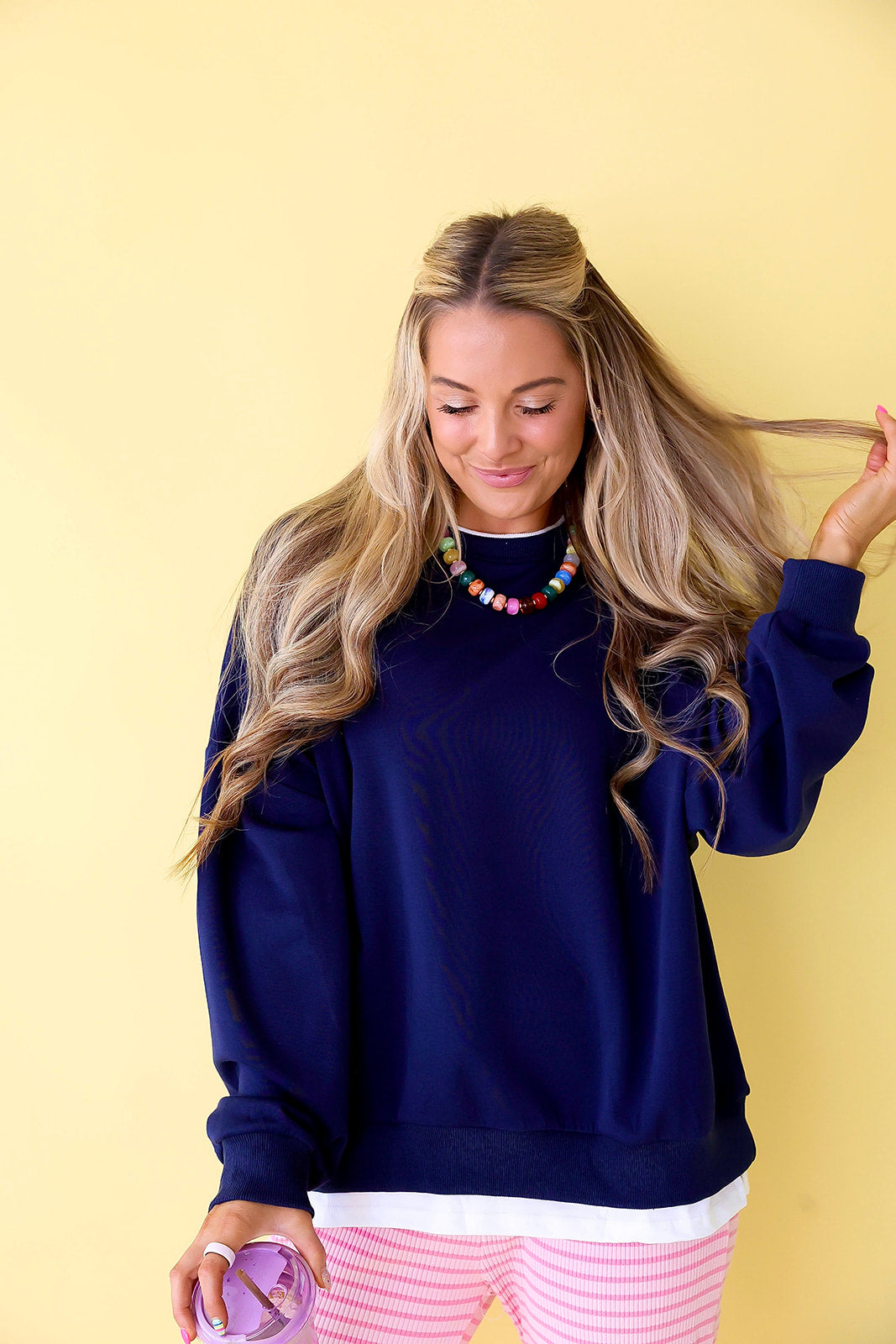 Crisp & Cozy Pullover- Navy/White