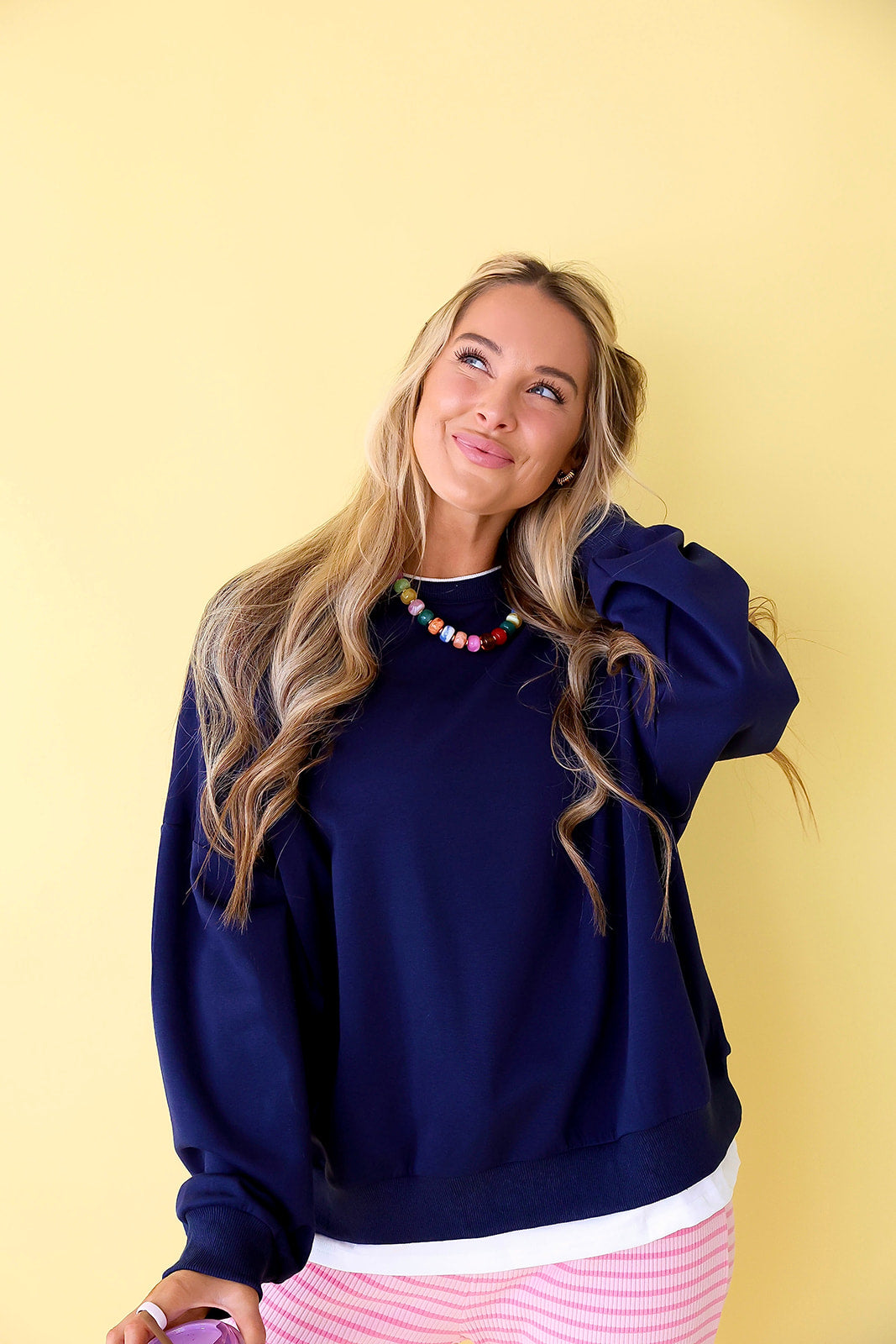 Crisp & Cozy Pullover- Navy/White