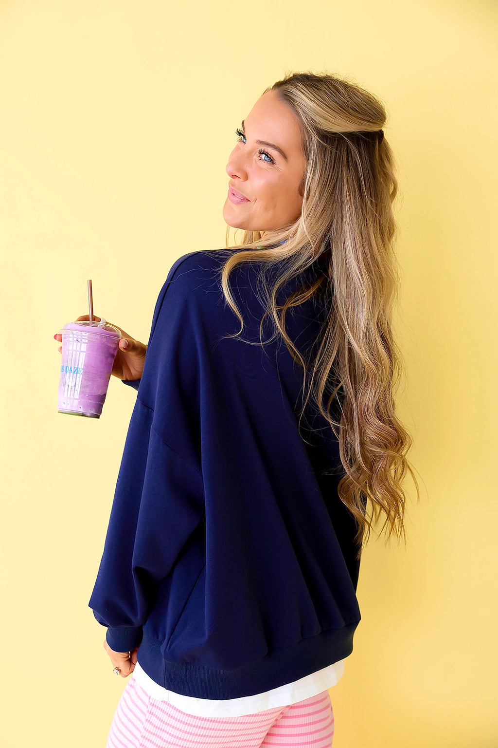 Crisp & Cozy Pullover- Navy/White