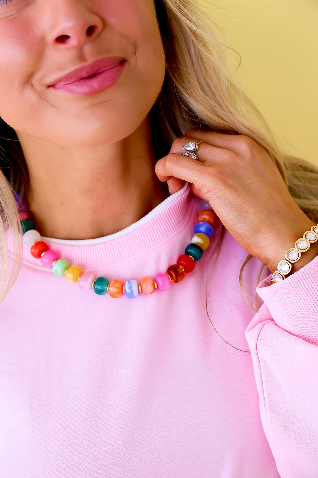 Crisp & Cozy Pullover-Pink/White