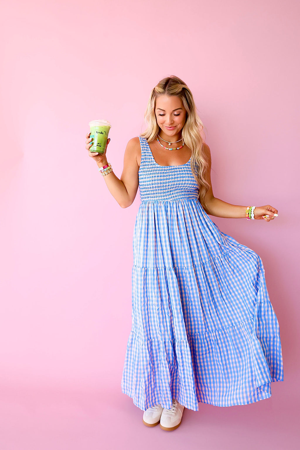 Crushing On Gingham Maxi – Blue/Peach