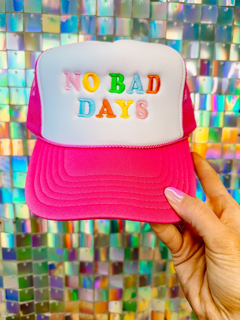 Hot Pink & White No Bad Days Trucker Hat