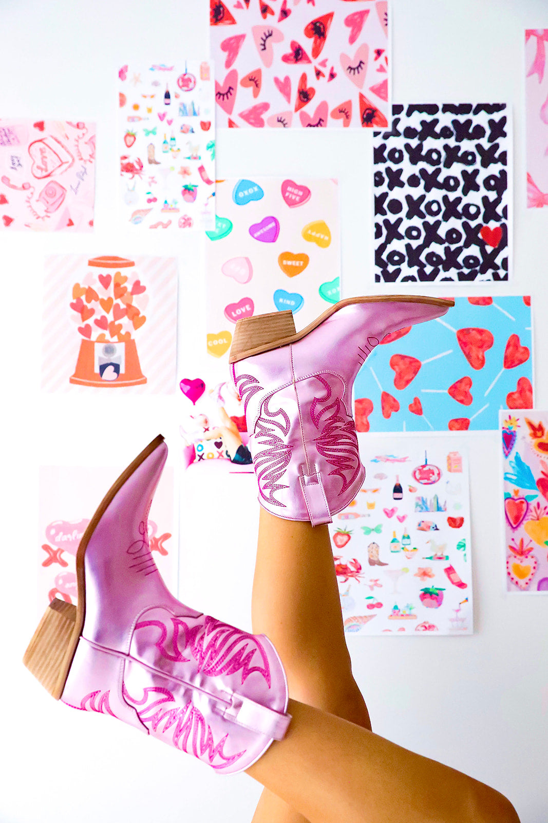 Pink Metallic Cowgirl Boots