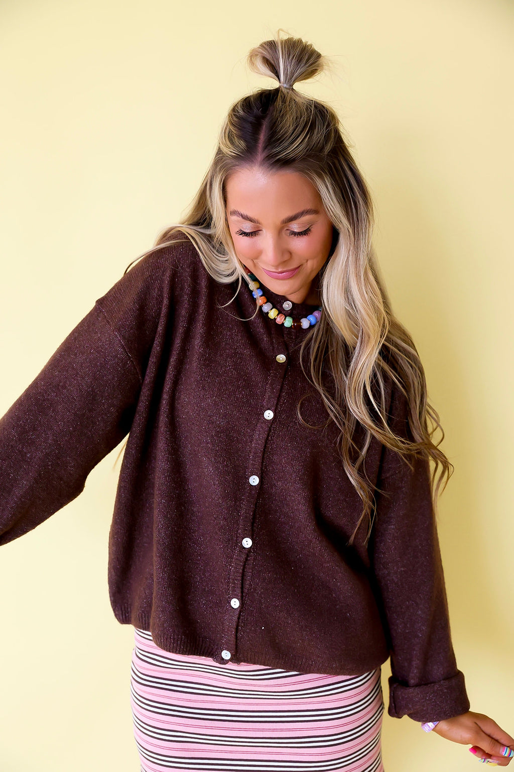 Daylight Button Up Cardigan – Brown