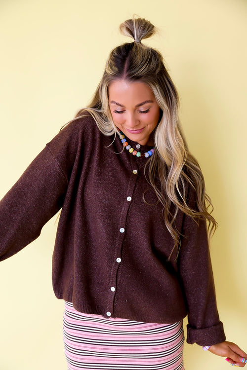 Daylight Button Up Cardigan – Brown
