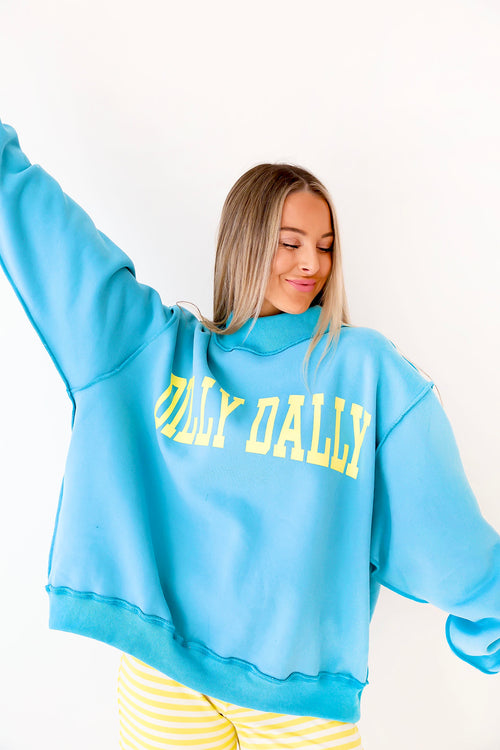 Dilly Dally Mockneck- Sky/Yellow
