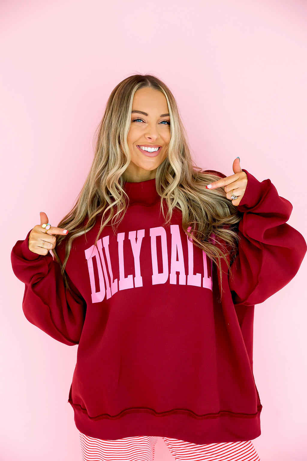 Dilly Dally Mockneck- Burgundy/Pink