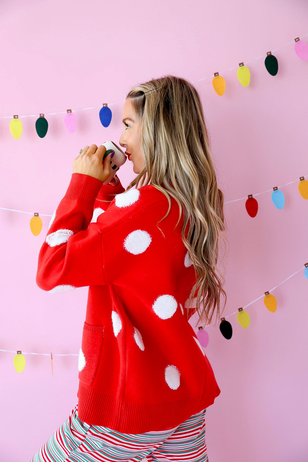 Dot Your Average Cardigan – Red/White