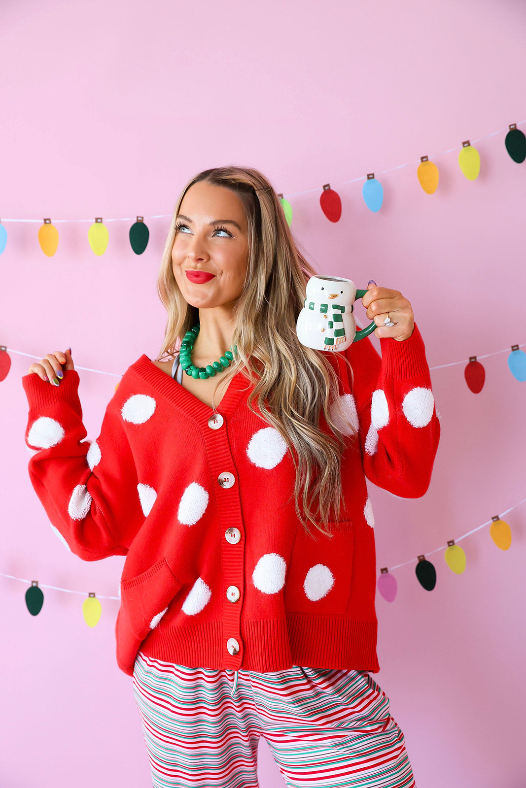 Dot Your Average Cardigan – Red/White