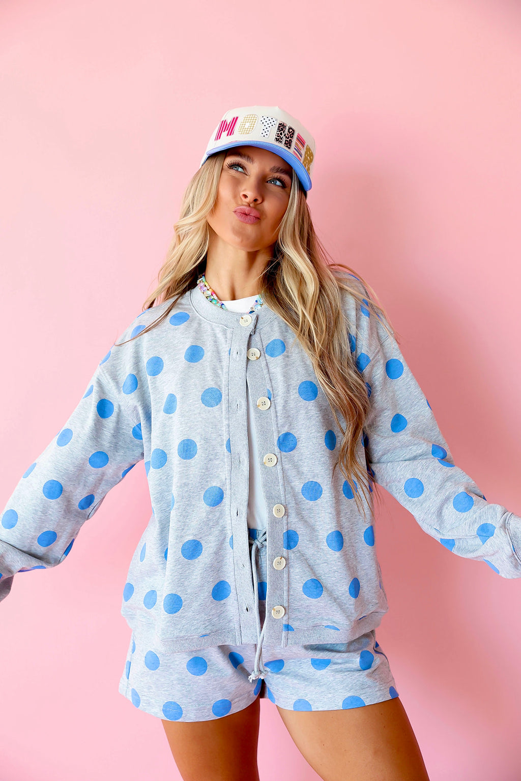 Dot Your Average Set – Grey/Cobalt