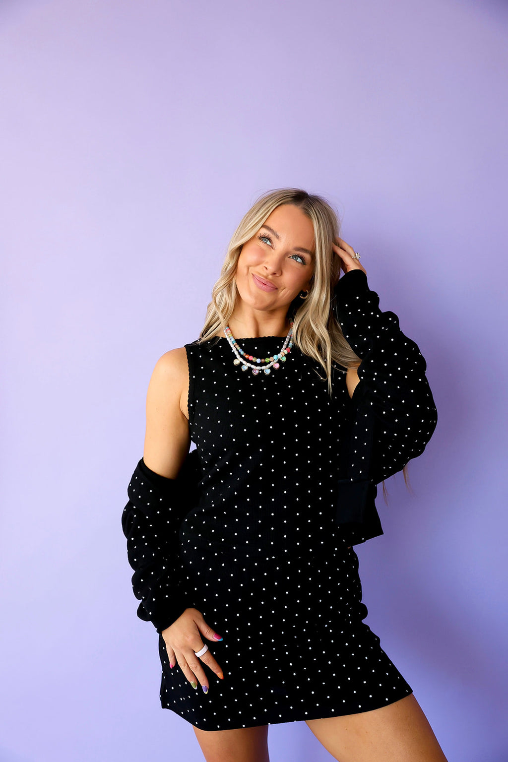Dots On The Daily Cardigan- Black