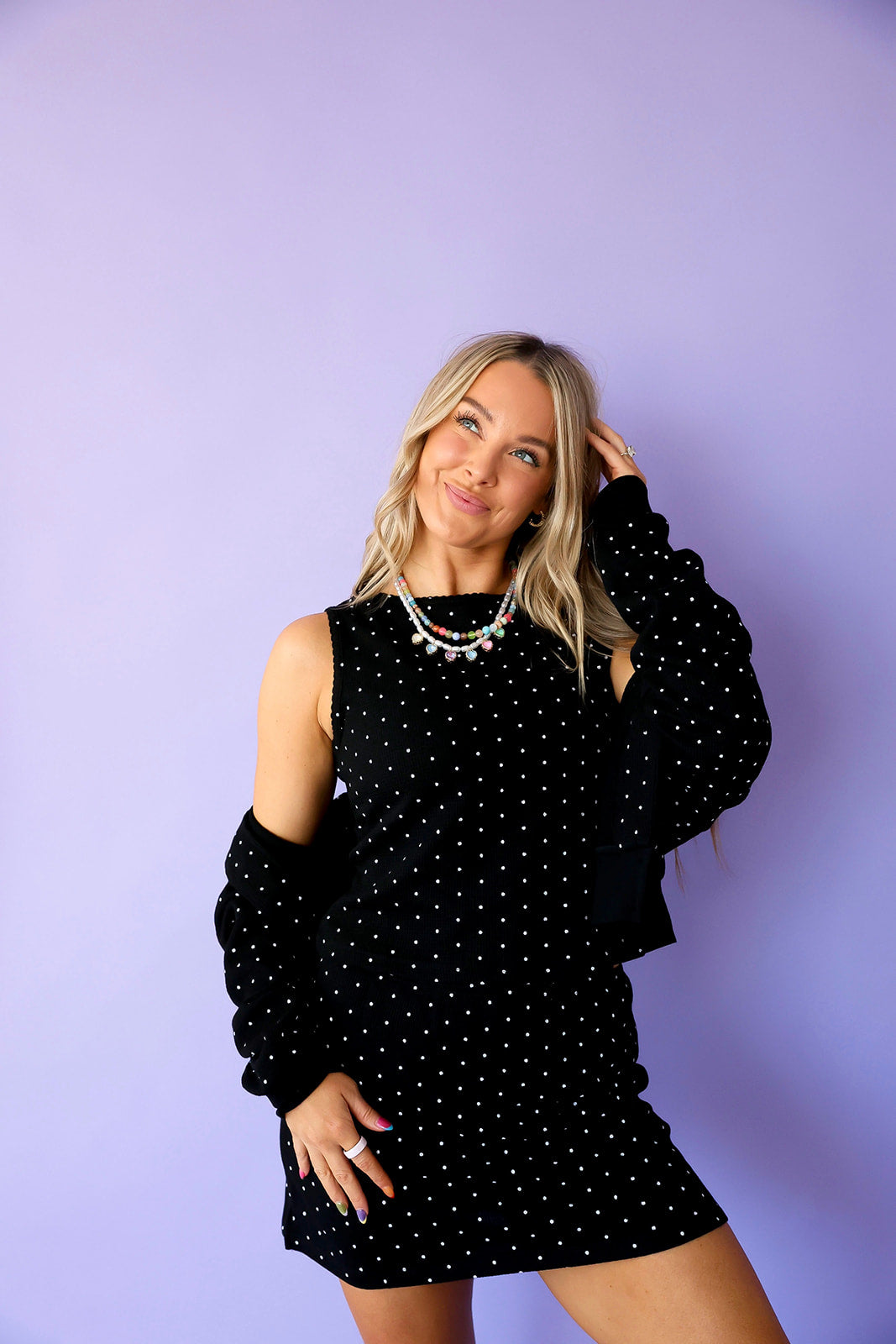 Dots On The Daily Cardigan- Black