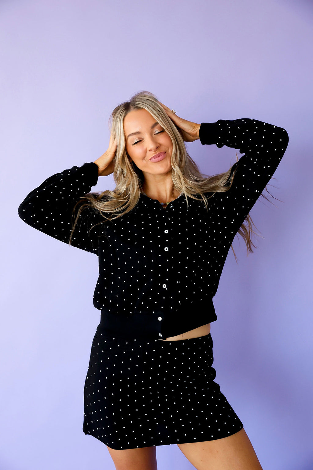 Dots On The Daily Cardigan- Black