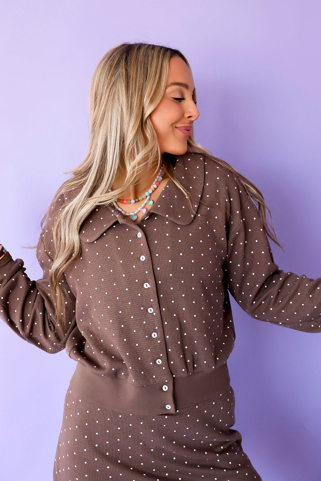 Dots On The Daily Cardigan- Mocha