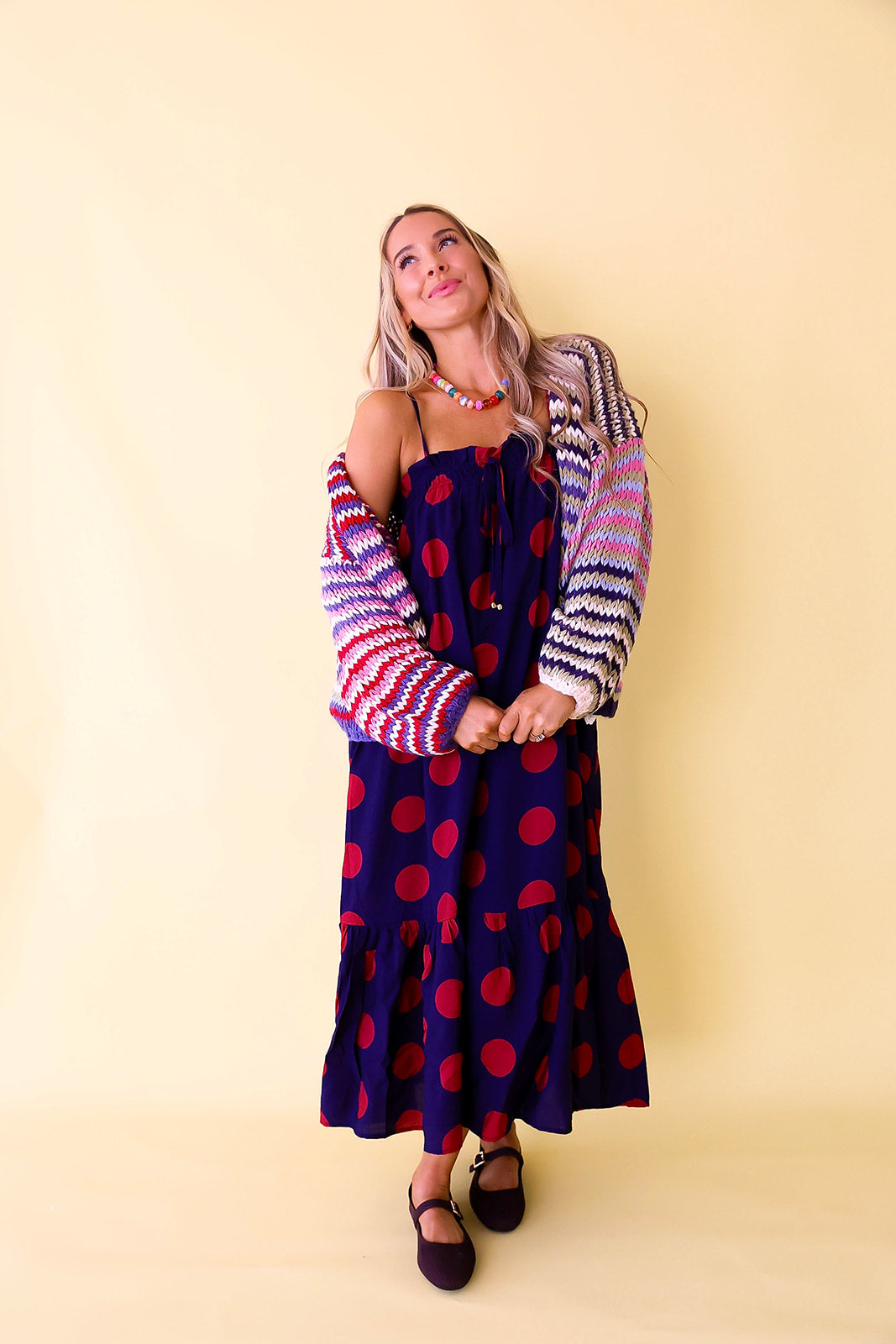 Dotted Delight Maxi Dress - Navy/Red
