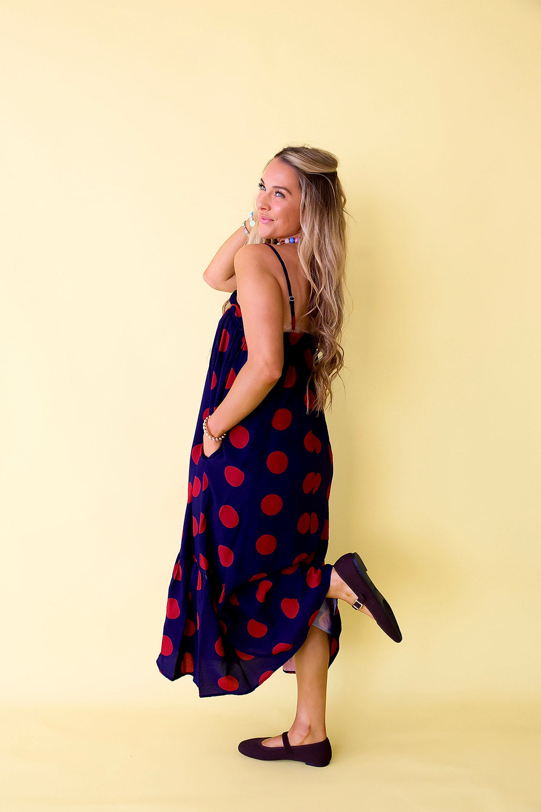 Dotted Delight Maxi Dress - Navy/Red