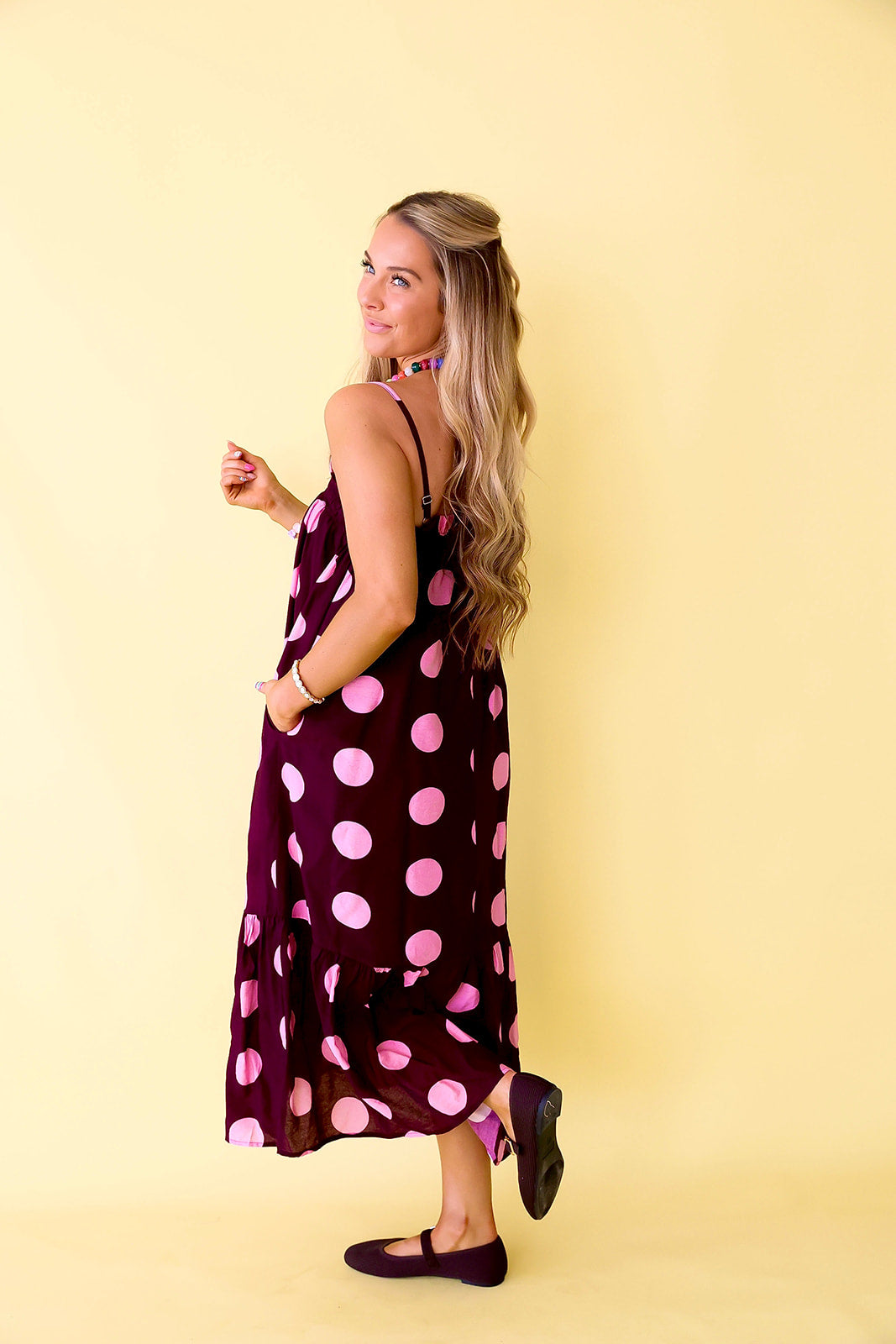 Dotted Delight Maxi Dress - Plum/Pink