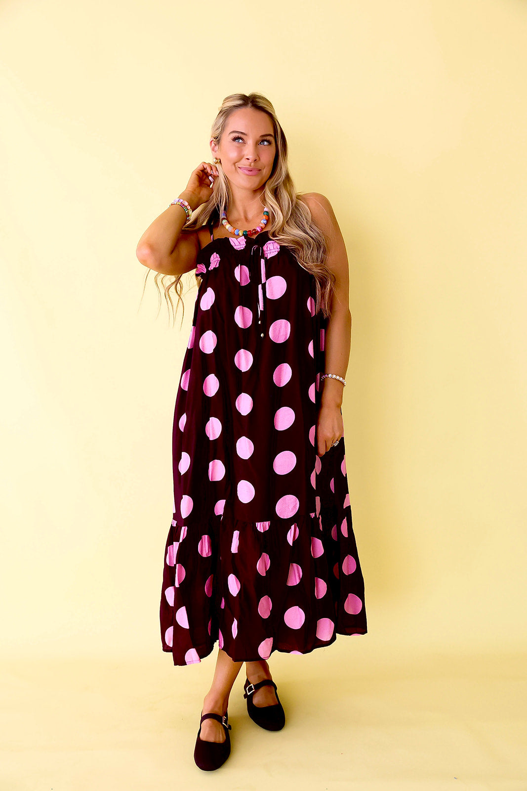 Dotted Delight Maxi Dress - Plum/Pink