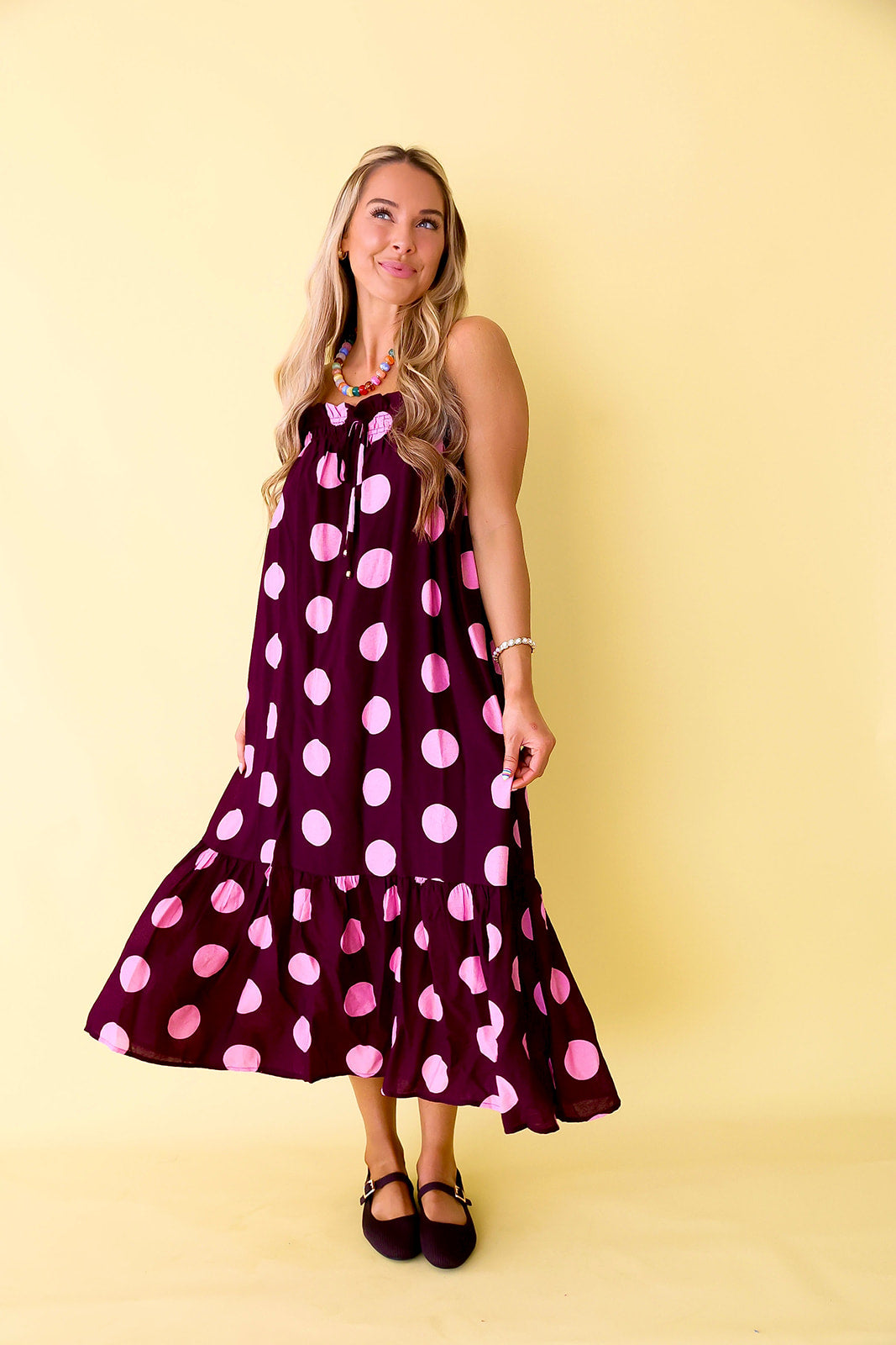Dotted Delight Maxi Dress - Plum/Pink