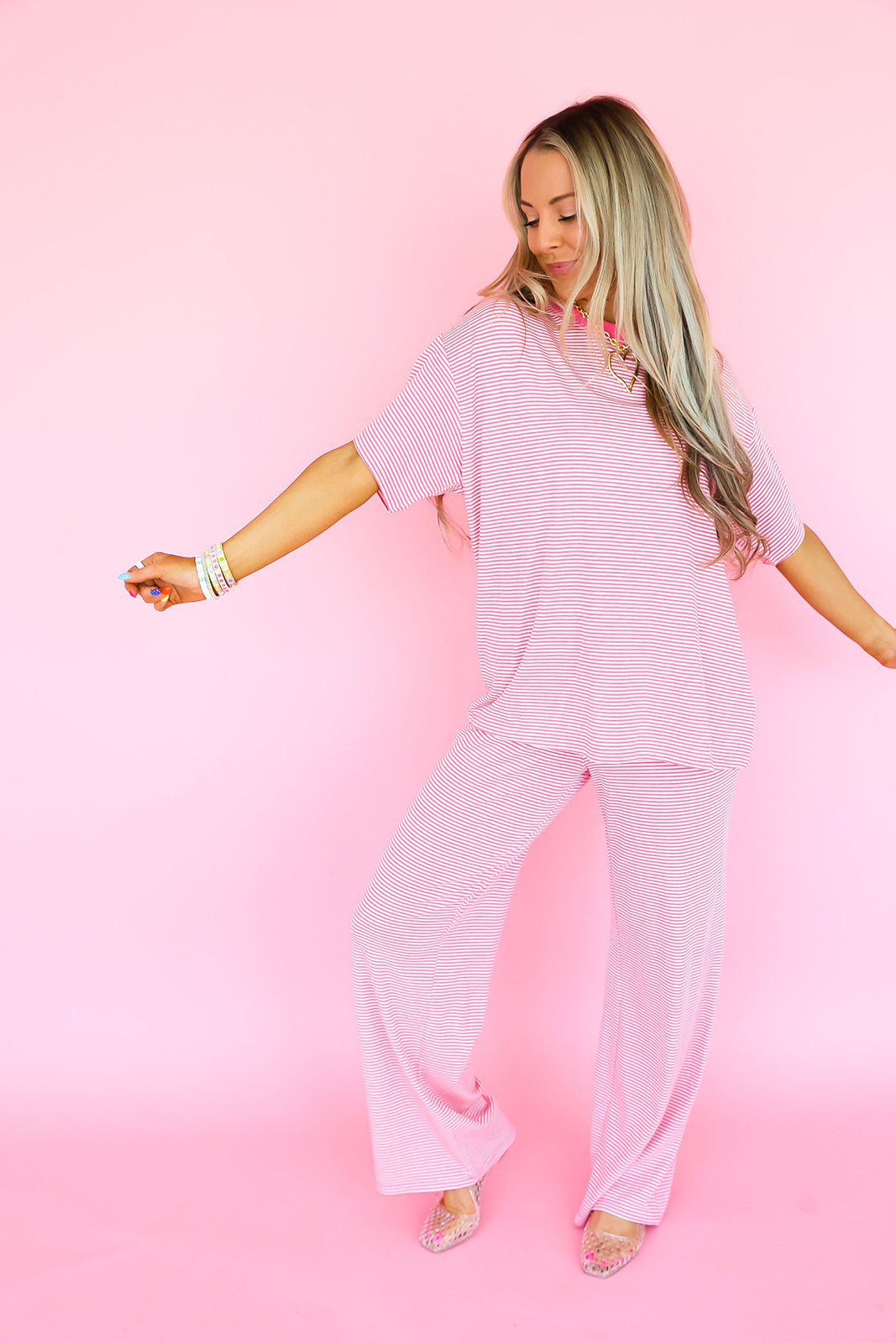 Easy Breezy Stripe Set- Pink