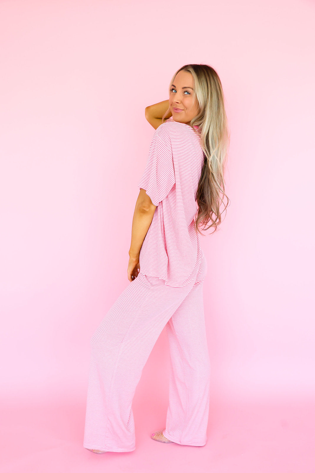Easy Breezy Stripe Set- Pink