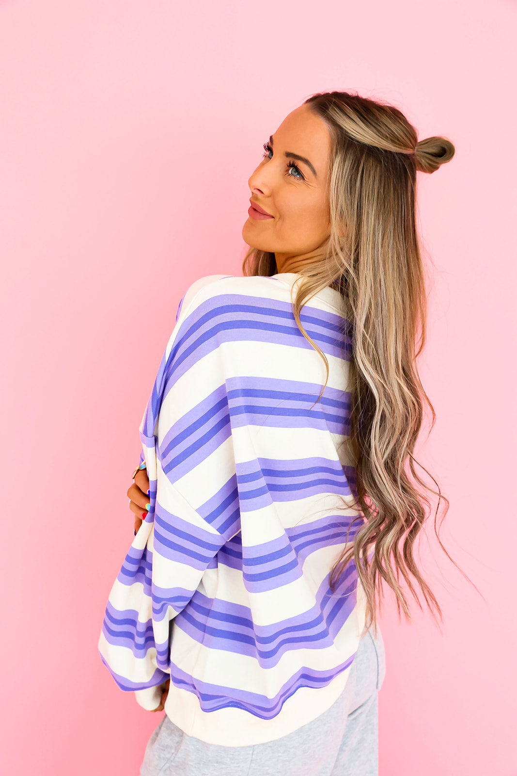 Easy Days Striped Sweatshirt – Lavender