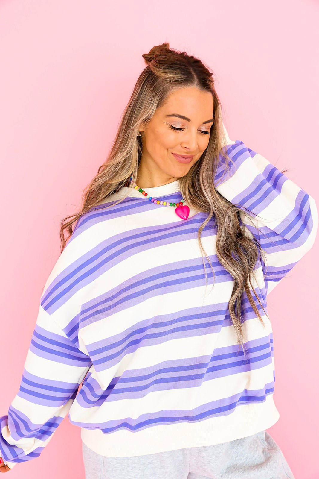Easy Days Striped Sweatshirt – Lavender