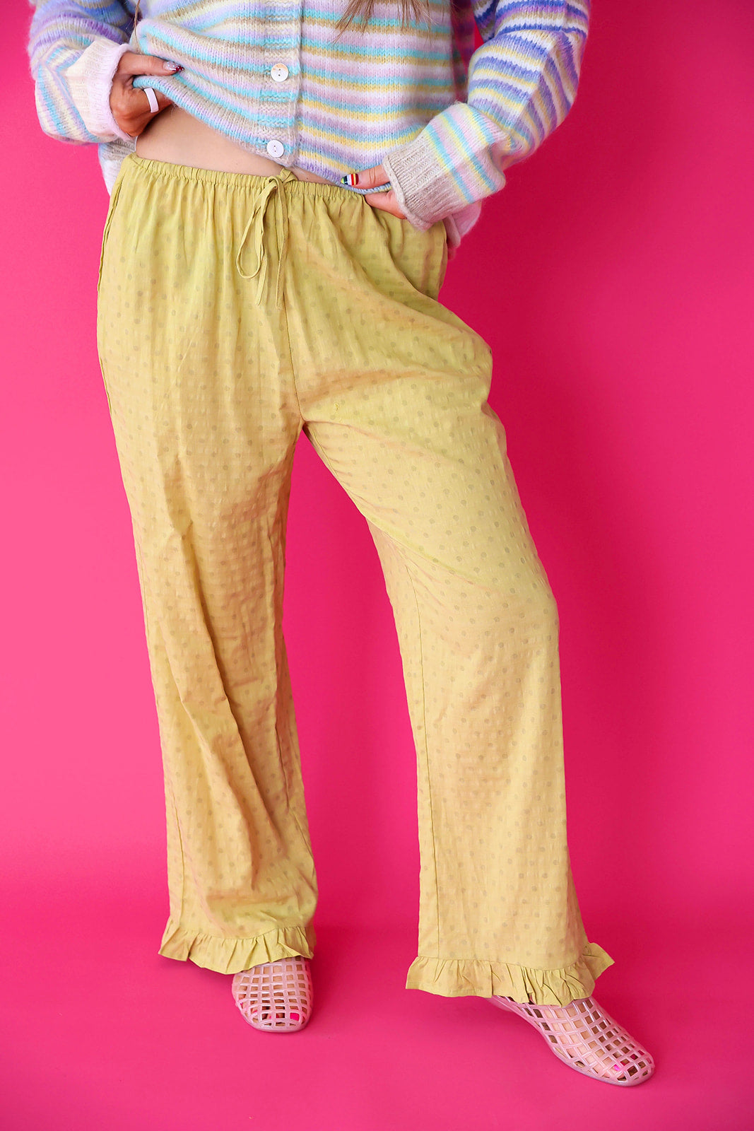 Easy Does It Ruffle Pants – Chartreuse