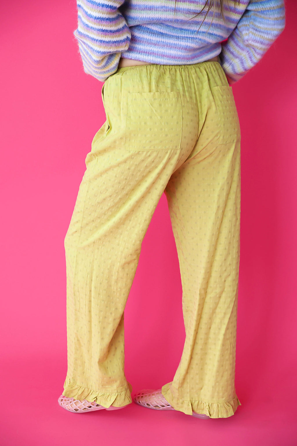Easy Does It Ruffle Pants – Chartreuse