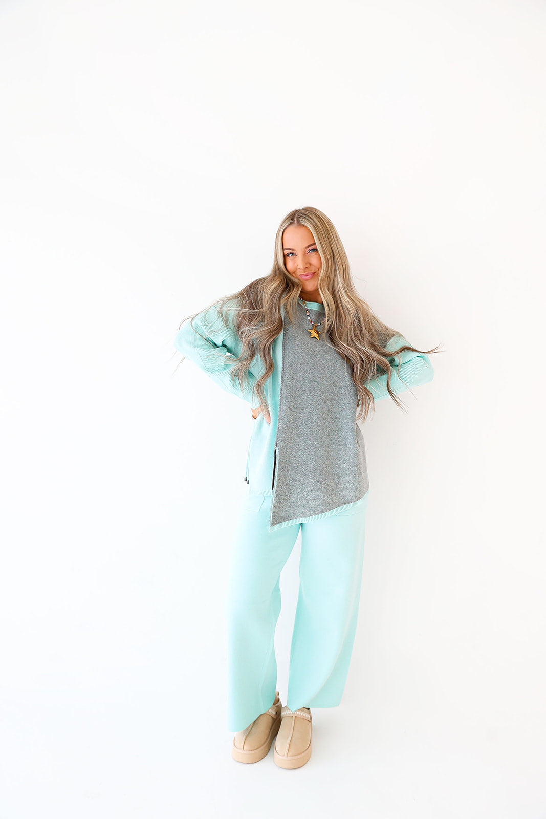 Easygoing Knit Set - Aqua
