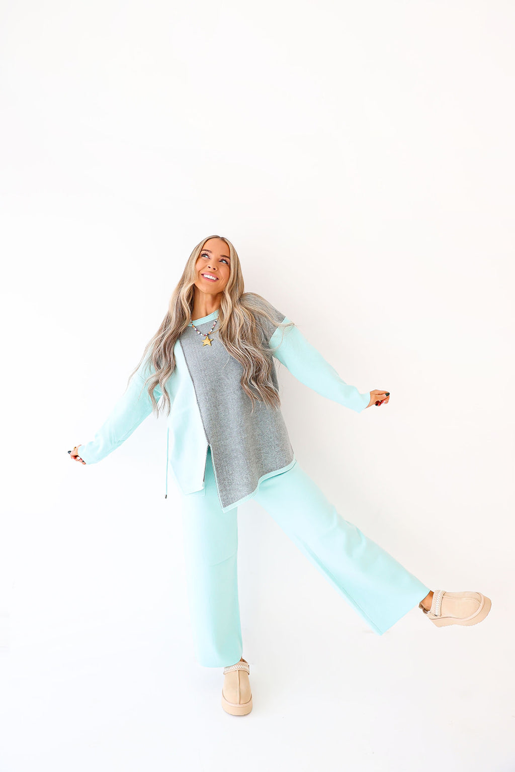 Easygoing Knit Set - Aqua