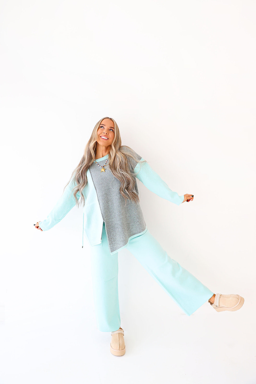 Easygoing Knit Set - Aqua